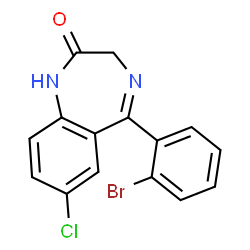 ChemSpider 2D Image | 5-(2-Bromophenyl)-7-chloro-1,3-dihydro-2H-1,4-benzodiazepin-2-one | C15H10BrClN2O