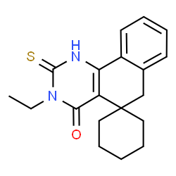 ChemSpider 2D Image | 3-Ethyl-2-thioxo-2,3-dihydro-1H-spiro[benzo[h]quinazoline-5,1'-cyclohexan]-4(6H)-one | C19H22N2OS