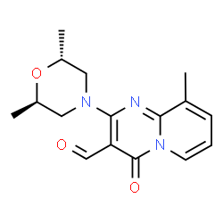 ChemSpider 2D Image | 2-[(2R,6R)-2,6-Dimethyl-4-morpholinyl]-9-methyl-4-oxo-4H-pyrido[1,2-a]pyrimidine-3-carbaldehyde | C16H19N3O3