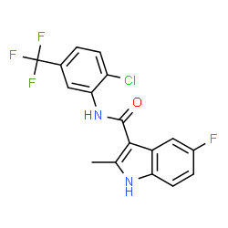 ChemSpider 2D Image | N-[2-Chloro-5-(trifluoromethyl)phenyl]-5-fluoro-2-methyl-1H-indole-3-carboxamide | C17H11ClF4N2O