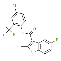 ChemSpider 2D Image | N-[4-Chloro-2-(trifluoromethyl)phenyl]-5-fluoro-2-methyl-1H-indole-3-carboxamide | C17H11ClF4N2O