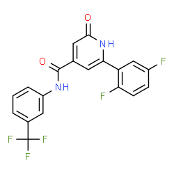 ChemSpider 2D Image | 6-(2,5-Difluorophenyl)-2-oxo-N-[3-(trifluoromethyl)phenyl]-1,2-dihydro-4-pyridinecarboxamide | C19H11F5N2O2
