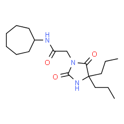 ChemSpider 2D Image | N-Cycloheptyl-2-(2,5-dioxo-4,4-dipropyl-1-imidazolidinyl)acetamide | C18H31N3O3