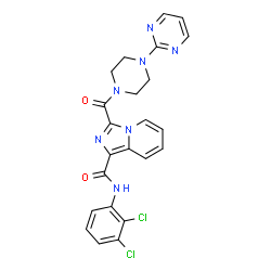 ChemSpider 2D Image | N-(2,3-Dichlorophenyl)-3-{[4-(2-pyrimidinyl)-1-piperazinyl]carbonyl}imidazo[1,5-a]pyridine-1-carboxamide | C23H19Cl2N7O2