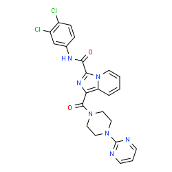 ChemSpider 2D Image | N-(3,4-Dichlorophenyl)-1-{[4-(2-pyrimidinyl)-1-piperazinyl]carbonyl}imidazo[1,5-a]pyridine-3-carboxamide | C23H19Cl2N7O2