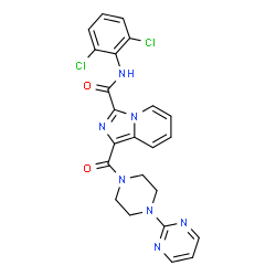 ChemSpider 2D Image | N-(2,6-Dichlorophenyl)-1-{[4-(2-pyrimidinyl)-1-piperazinyl]carbonyl}imidazo[1,5-a]pyridine-3-carboxamide | C23H19Cl2N7O2