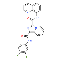 ChemSpider 2D Image | N~1~-(3,4-Difluorophenyl)-N~3~-(8-quinolinyl)imidazo[1,5-a]pyridine-1,3-dicarboxamide | C24H15F2N5O2