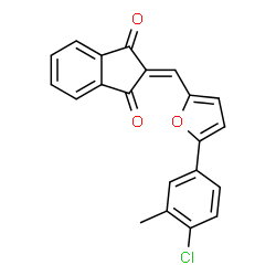ChemSpider 2D Image | 2-[5-(4-Chloro-3-methyl-phenyl)-furan-2-ylmethylene]-indan-1,3-dione | C21H13ClO3