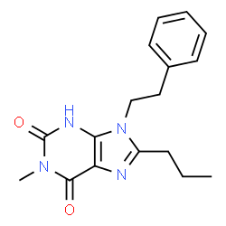 ChemSpider 2D Image | 1-Methyl-9-(2-phenylethyl)-8-propyl-3,9-dihydro-1H-purine-2,6-dione | C17H20N4O2