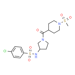 ChemSpider 2D Image | 4-Chloro-N-(1-{[1-(methylsulfonyl)-4-piperidinyl]carbonyl}-3-pyrrolidinyl)benzenesulfonamide | C17H24ClN3O5S2
