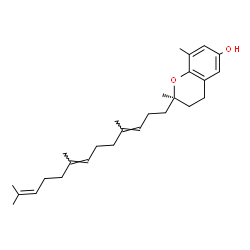 ChemSpider 2D Image | (2R)-2,8-Dimethyl-2-[(3E,7E)-4,8,12-trimethyl-3,7,11-tridecatrien-1-yl]-6-chromanol | C27H40O2