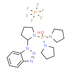 ChemSpider 2D Image | [2-(1H-Benzotriazol-1-yl)-1-pyrrolidinyl](hydroxy)di-1-pyrrolidinylphosphonium hexafluorophosphate | C18H28F6N6OP2