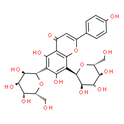 ChemSpider 2D Image | 5,7-Dihydroxy-2-(4-hydroxyphenyl)-8-[(2R,3R,5R,6R)-3,4,5-trihydroxy-6-(hydroxymethyl)tetrahydro-2H-pyran-2-yl]-6-[(2S,3R,4R,5R,6R)-3,4,5-trihydroxy-6-(hydroxymethyl)tetrahydro-2H-pyran-2-yl]-4H-chrome
n-4-one (non-preferred name) | C27H30O15