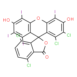 ChemSpider 2D Image | 1',2',4,7-Tetrachloro-3',6'-dihydroxy-4',5',7',8'-tetraiodo-3H-spiro[2-benzofuran-1,9'-xanthen]-3-one | C20H4Cl4I4O5