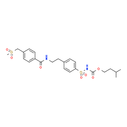 ChemSpider 2D Image | 3-Methylbutyl ({4-[2-({4-[(methylsulfonyl)methyl]benzoyl}amino)ethyl]phenyl}sulfonyl)carbamate | C23H30N2O7S2
