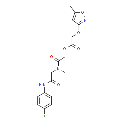 ChemSpider 2D Image | 2-[{2-[(4-Fluorophenyl)amino]-2-oxoethyl}(methyl)amino]-2-oxoethyl [(5-methyl-1,2-oxazol-3-yl)oxy]acetate | C17H18FN3O6