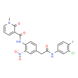 ChemSpider 2D Image | N-(4-{2-[(3-Chloro-4-fluorophenyl)amino]-2-oxoethyl}-2-nitrophenyl)-1-methyl-2-oxo-1,2-dihydro-3-pyridinecarboxamide | C21H16ClFN4O5