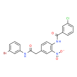 ChemSpider 2D Image | N-(4-{2-[(3-Bromophenyl)amino]-2-oxoethyl}-2-nitrophenyl)-3-chlorobenzamide | C21H15BrClN3O4
