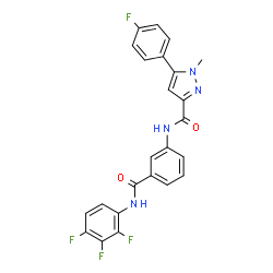 ChemSpider 2D Image | 5-(4-Fluorophenyl)-1-methyl-N-{3-[(2,3,4-trifluorophenyl)carbamoyl]phenyl}-1H-pyrazole-3-carboxamide | C24H16F4N4O2