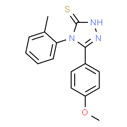 ChemSpider 2D Image | 4H-1,2,4-Triazole-3-thiol, 5-(4-methoxyphenyl)-4-(2-methylphenyl)- | C16H15N3OS