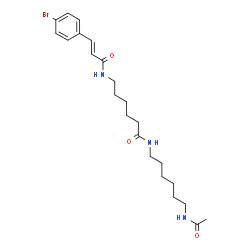 ChemSpider 2D Image | N-(6-Acetamidohexyl)-6-{[(2E)-3-(4-bromophenyl)-2-propenoyl]amino}hexanamide | C23H34BrN3O3