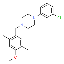ChemSpider 2D Image | 1-(3-Chlorophenyl)-4-(4-methoxy-2,5-dimethylbenzyl)piperazine | C20H25ClN2O