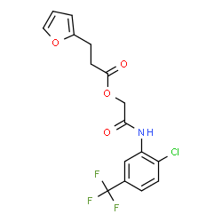 ChemSpider 2D Image | 2-{[2-Chloro-5-(trifluoromethyl)phenyl]amino}-2-oxoethyl 3-(2-furyl)propanoate | C16H13ClF3NO4
