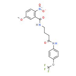 ChemSpider 2D Image | 5-Methoxy-2-nitro-N-(4-oxo-4-{[4-(trifluoromethoxy)phenyl]amino}butyl)benzamide | C19H18F3N3O6