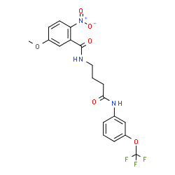 ChemSpider 2D Image | 5-Methoxy-2-nitro-N-(4-oxo-4-{[3-(trifluoromethoxy)phenyl]amino}butyl)benzamide | C19H18F3N3O6