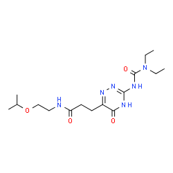 ChemSpider 2D Image | 3-{3-[(Diethylcarbamoyl)amino]-5-oxo-4,5-dihydro-1,2,4-triazin-6-yl}-N-(2-isopropoxyethyl)propanamide | C16H28N6O4