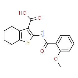 ChemSpider 2D Image | 2-[(2-Methoxybenzoyl)amino]-4,5,6,7-tetrahydro-1-benzothiophene-3-carboxylic acid | C17H17NO4S