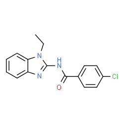 ChemSpider 2D Image | 4-Chloro-N-(1-ethyl-1H-benzimidazol-2-yl)benzamide | C16H14ClN3O