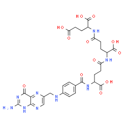 ChemSpider 2D Image | N-(4-{[(2-Amino-4-oxo-1,4-dihydro-6-pteridinyl)methyl]amino}benzoyl)-gamma-glutamyl-gamma-glutamylglutamic acid | C29H33N9O12