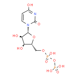 ChemSpider 2D Image | 1-{5-O-[Hydroxy(phosphonooxy)phosphoryl]-beta-D-xylofuranosyl}-2,4(1H,3H)-pyrimidinedione | C9H14N2O12P2