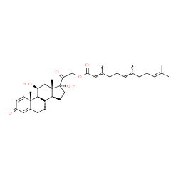 ChemSpider 2D Image | (11beta)-11,17-Dihydroxy-3,20-dioxopregna-1,4-dien-21-yl (2E,6E)-3,7,11-trimethyl-2,6,10-dodecatrienoate | C36H50O6