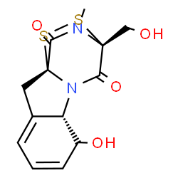 ChemSpider 2D Image | (1R,8S,11R)-7-Hydroxy-11-(hydroxymethyl)-15-methyl-12,13-dithia-9,15-diazatetracyclo[9.2.2.0~1,9~.0~3,8~]pentadeca-3,5-diene-10,14-dione | C13H14N2O4S2