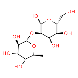 ChemSpider 2D Image | 2-O-[(3xi)-6-Deoxy-alpha-L-arabino-hexopyranosyl]-beta-D-glucopyranose | C12H22O10