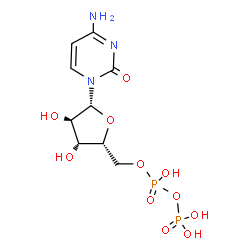 ChemSpider 2D Image | 4-Amino-1-{5-O-[hydroxy(phosphonooxy)phosphoryl]-beta-D-xylofuranosyl}-2(1H)-pyrimidinone | C9H15N3O11P2