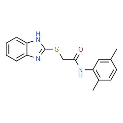 ChemSpider 2D Image | 2-(1H-Benzimidazol-2-ylsulfanyl)-N-(2,5-dimethylphenyl)acetamide | C17H17N3OS
