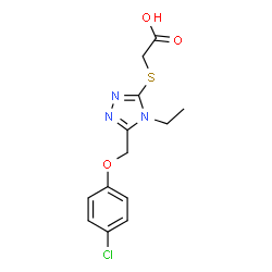 ChemSpider 2D Image | ({5-[(4-Chlorophenoxy)methyl]-4-ethyl-4H-1,2,4-triazol-3-yl}sulfanyl)acetic acid | C13H14ClN3O3S