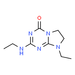 ChemSpider 2D Image | 8-Ethyl-2-(ethylamino)-7,8-dihydroimidazo[1,2-a][1,3,5]triazin-4(6H)-one | C9H15N5O