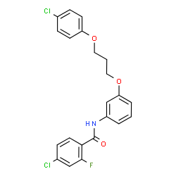 ChemSpider 2D Image | 4-Chloro-N-{3-[3-(4-chlorophenoxy)propoxy]phenyl}-2-fluorobenzamide | C22H18Cl2FNO3