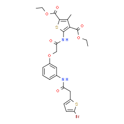 ChemSpider 2D Image | Diethyl 5-{[(3-{[(5-bromo-2-thienyl)acetyl]amino}phenoxy)acetyl]amino}-3-methyl-2,4-thiophenedicarboxylate | C25H25BrN2O7S2