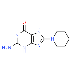 ChemSpider 2D Image | 2-Amino-8-(1-piperidinyl)-3,7-dihydro-6H-purin-6-one | C10H14N6O