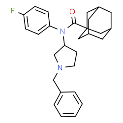 ChemSpider 2D Image | N-(1-Benzyl-3-pyrrolidinyl)-N-(4-fluorophenyl)-1-adamantanecarboxamide | C28H33FN2O