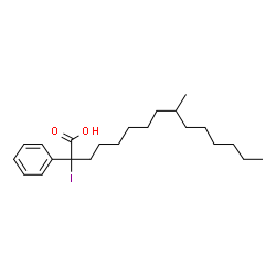 ChemSpider 2D Image | 2-Iodo-9-methyl-2-phenylpentadecanoic acid | C22H35IO2