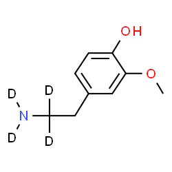 ChemSpider 2D Image | 4-[2-(~2~H_2_)Amino(2,2-~2~H_2_)ethyl]-2-methoxyphenol | C9H9D4NO2