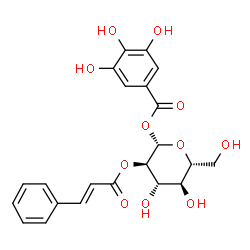 ChemSpider 2D Image | Î²-D-Glucopyranose, 2-[(2E)-3-phenyl-2-propenoate] 1-(3,4,5-trihydroxybenzoate) | C22H22O11
