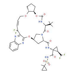 ChemSpider 2D Image | (1R,14Z,18R,22R,26S,29S)-N-[(1R,2R)-2-(Difluoromethyl)-1-{[(1-methylcyclopropyl)sulfonyl]carbamoyl}cyclopropyl]-13,13-difluoro-26-(2-methyl-2-propanyl)-24,27-dioxo-2,17,23-trioxa-4,11,25,28-tetraazape
ntacyclo[26.2.1.0~3,12~.0~5,10~.0~18,22~]hentriaconta-3,5(10),6,8,11,14-hexaene-29-carboxamide | C38H46F4N6O9S