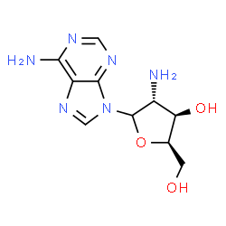 ChemSpider 2D Image | 9-(2-Amino-2-deoxy-D-xylofuranosyl)-9H-purin-6-amine | C10H14N6O3